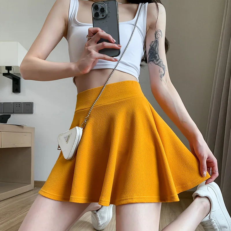 Summer Women's Skirts Fashion Sexy Mini Elastic Pleated Sun Skirts For School Girl Uniform Korean Black High Waist Tennis Skirts