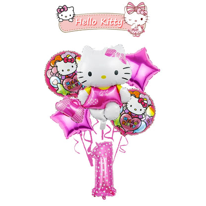 Ballon Sets Hello Kitty Party Supplies Anime Figure Foil Inflate Ballon Happy Birthday Party Children's Decoration Baby Shower