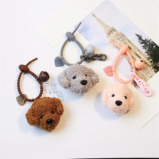 Cute Plush Poodle Teddy Dog Pendant Key Chains For Women Men Girls Car Key Ring Keychain Bag Charm DIY Accessories Couple Gift