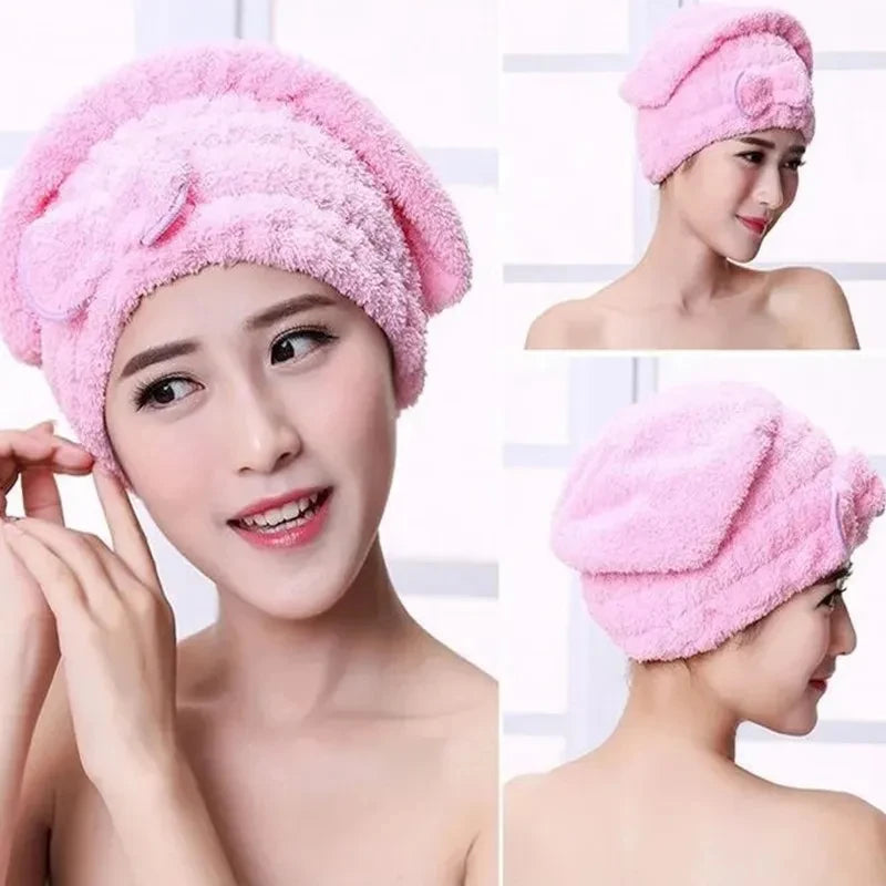 Quick Drying Hair Cap Women Bowtie Bathing Hat Microfiber Towel Superfiber Shower Cap For Spa Bathroom Accessories Shower Cap