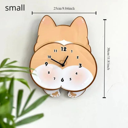 Cartoon Dog Corgi Creative Swing Clock Home Living Room Bedroom Decorative Clock Cute Silent Wall Clock