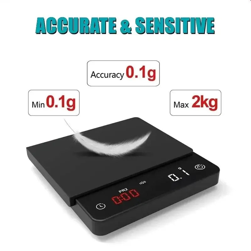 Personal Electronic Scale For Coffee Household Italian Coffee Scale Gram Weight Chronograph Scale Kitchen Scale Waterproof Mini