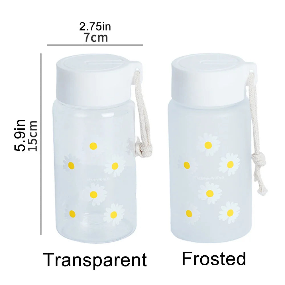 500ml Small Daisy Frosted Plastic Cup Creative Outdoor Water Cup Portable Transparent Travel Tea Cup Cute Water Bottle BPA Free