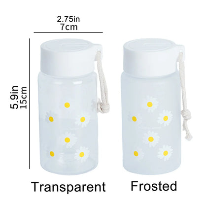 500ml Small Daisy Frosted Plastic Cup Creative Outdoor Water Cup Portable Transparent Travel Tea Cup Cute Water Bottle BPA Free