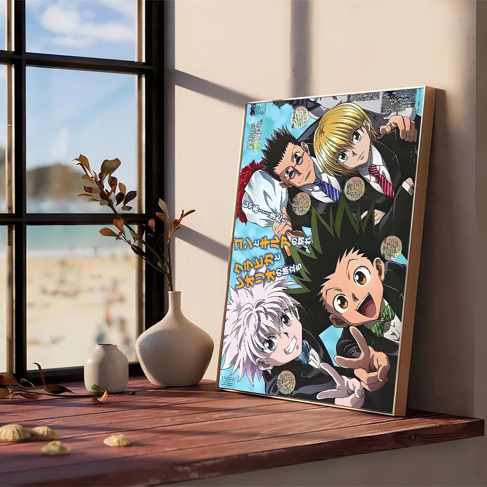 Hunter X Hunter Manga Anime  Self-adhesive Art Poster Retro Kraft Paper Sticker DIY Room Bar Cafe Stickers Wall Painting