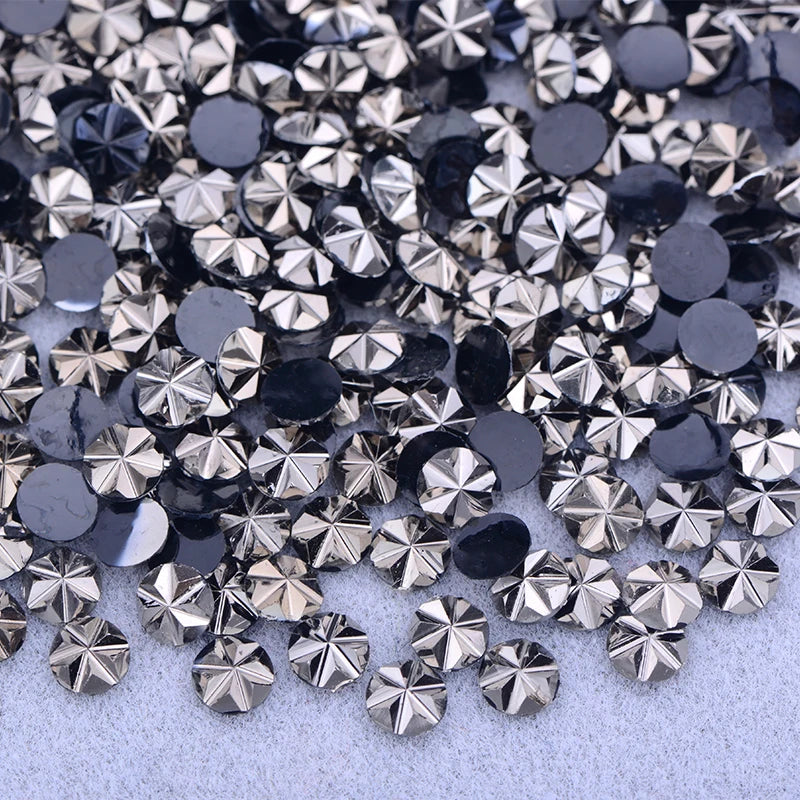 JUNAO 500pcs 5mm Purple AB Resin Flower Rhinestone Flatback Crystal Appliques Round Nail Stone Non Hotifix Strass Stickers