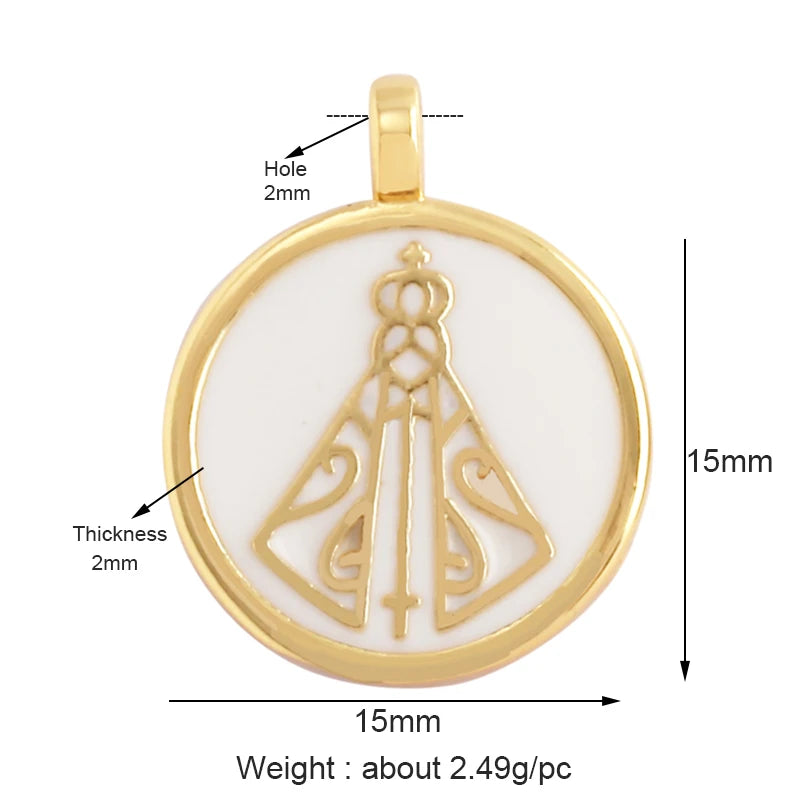 Twin Two Hole LOVE Mama Cross Religious Charm Pendant,Round Rectangle DIY Jewelry Accessories  for Necklaces Making M15