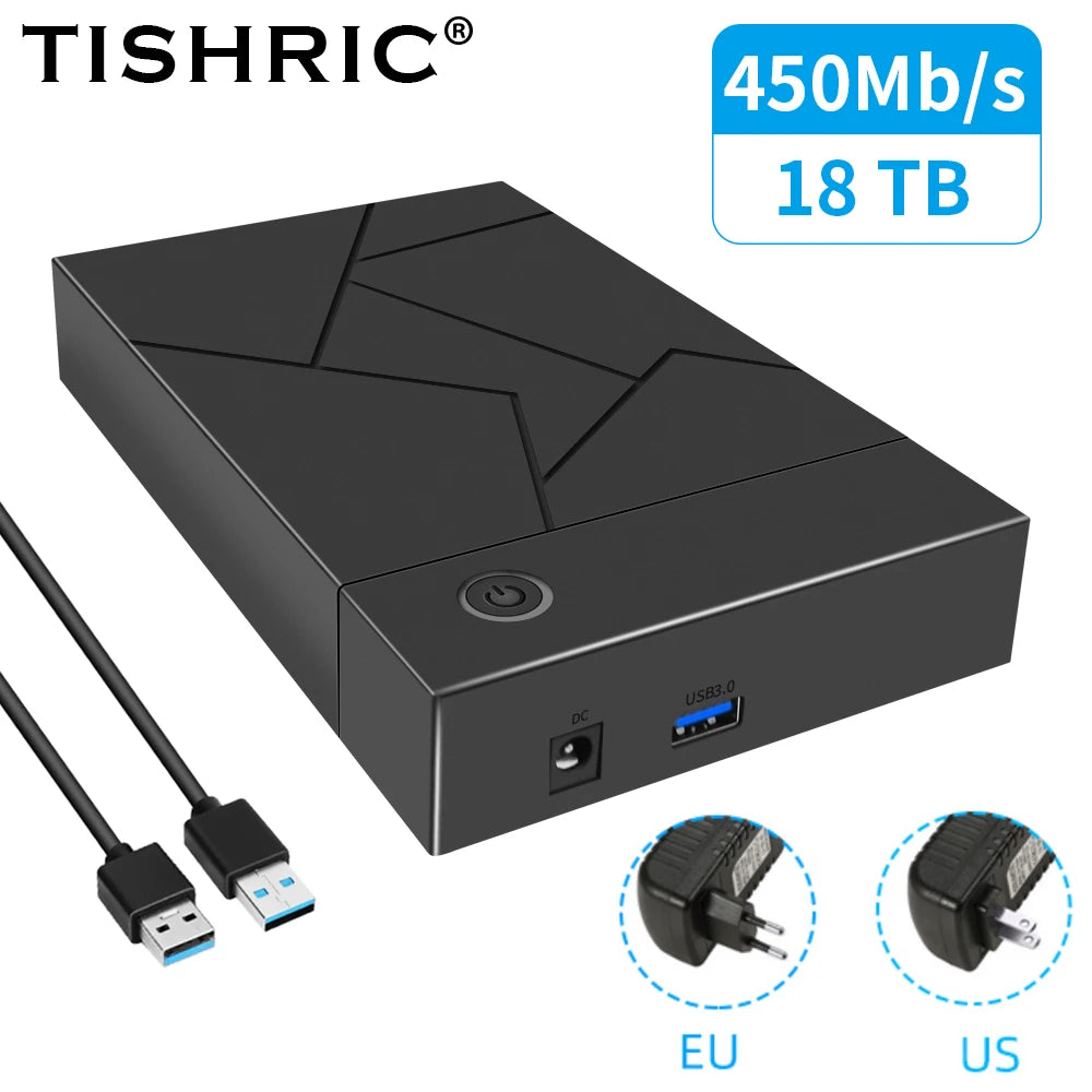 TISHRIC 3.5 Inch USB 3.0 to SATA Port SATA Hard Drive Case SSD Hard Drive Enclosure External Solid State Hard Disk Box HDD Case