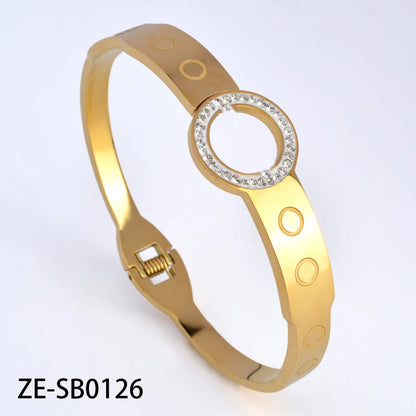 Stainless Steel Hand Bracelet for Women Zircon Lock Nail Bangle Luxury Jewelry Gifts Classics Wholesale Valentines Day Gift