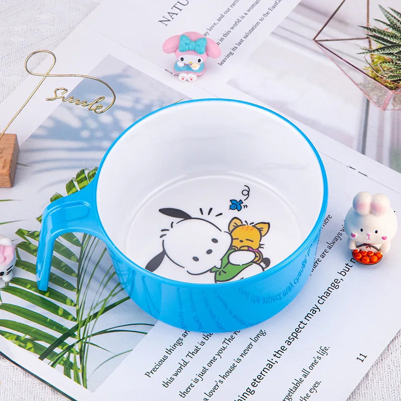 New Sanrio Hello Kitty Bowl Cartoon Kuromi Children's Tableware Cute Creative Anti-drop Anti-scald Soup Bowl Girl Boy for Gifts