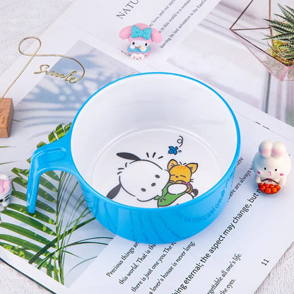 New Sanrio Hello Kitty Bowl Cartoon Kuromi Children's Tableware Cute Creative Anti-drop Anti-scald Soup Bowl Girl Boy for Gifts