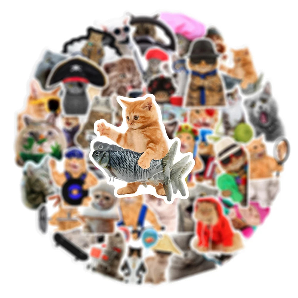 10/30/66pcs Cute Funny MEME Cat Stickers Kawaii Cartoon Animals Decals Laptop Motorcycle Suitcase Notebook Waterproof Sticker