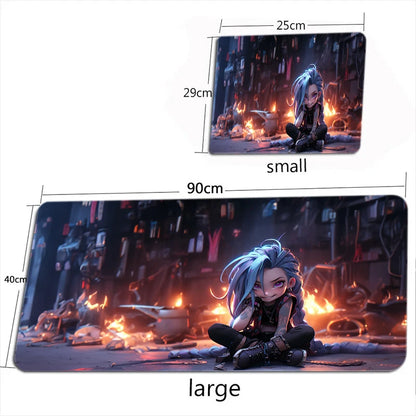 Arcane Jinx Anime Mouse Pad Large Computer Office Game Table Mats XXL Rubber Anti-slip Gaming Keyboard Mousepads Long Desk Pads