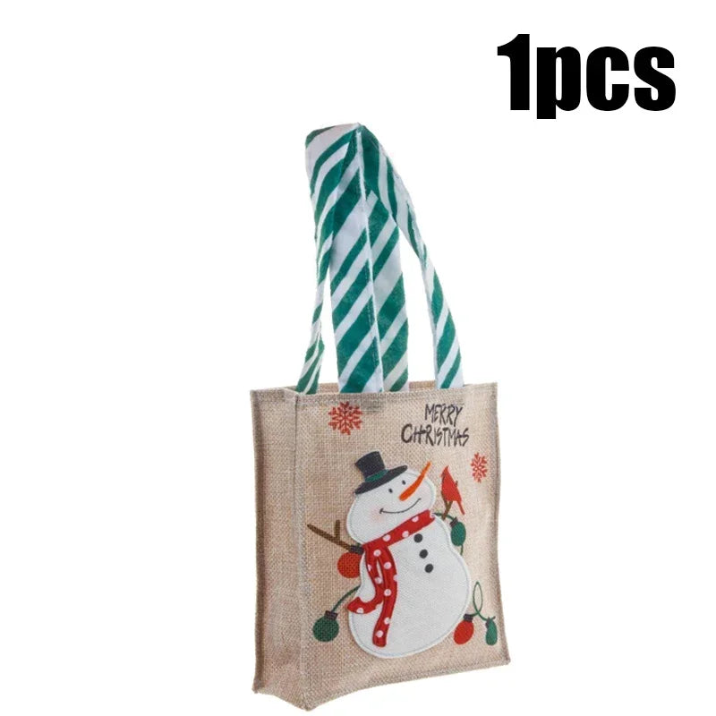 2PCS Christmas Tote Candy Chocolate Storage Bag Apple Bag Christmas Gift Santa Snowman Gift Bag Christmas Supplies