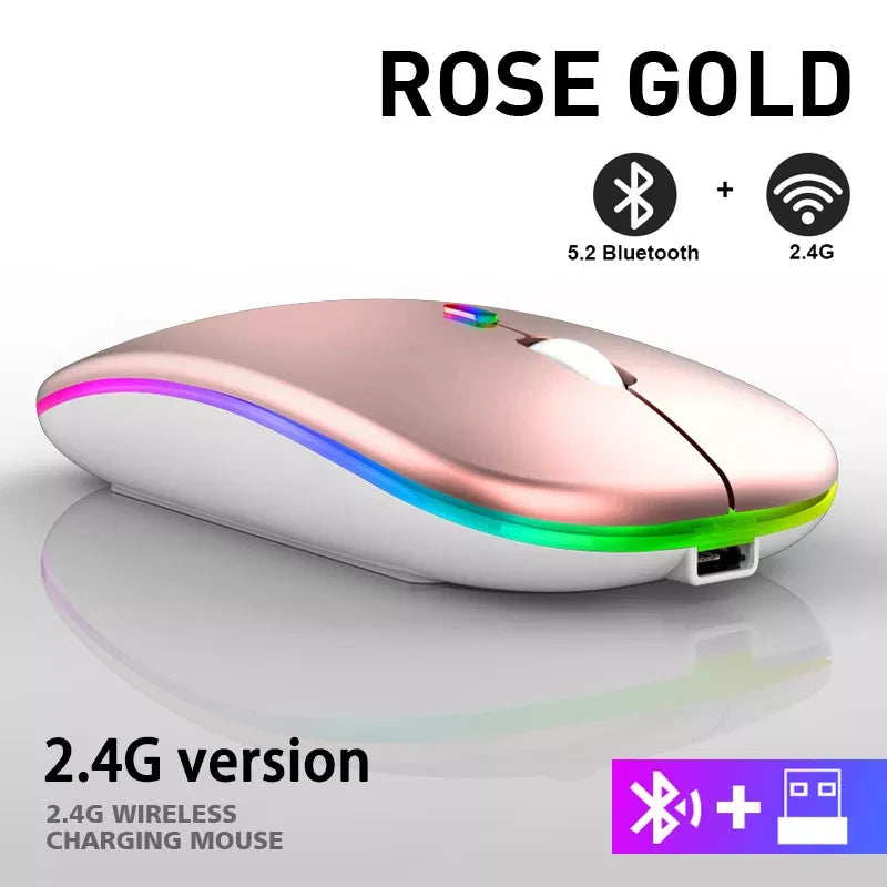 Silent Wireless Mouse Rechargeable Dula Model Tablet Bluetooth-compatible Mouse for iPad/Samsung/Huawei Laptop Mice 2.4G Mause