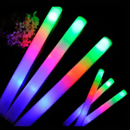 8Pcs LED Glow Sticks Bulk Colorful RGB Glow Foam Stick Cheer Tube Dark Light for Xmas Birthday Wedding Party Supplies