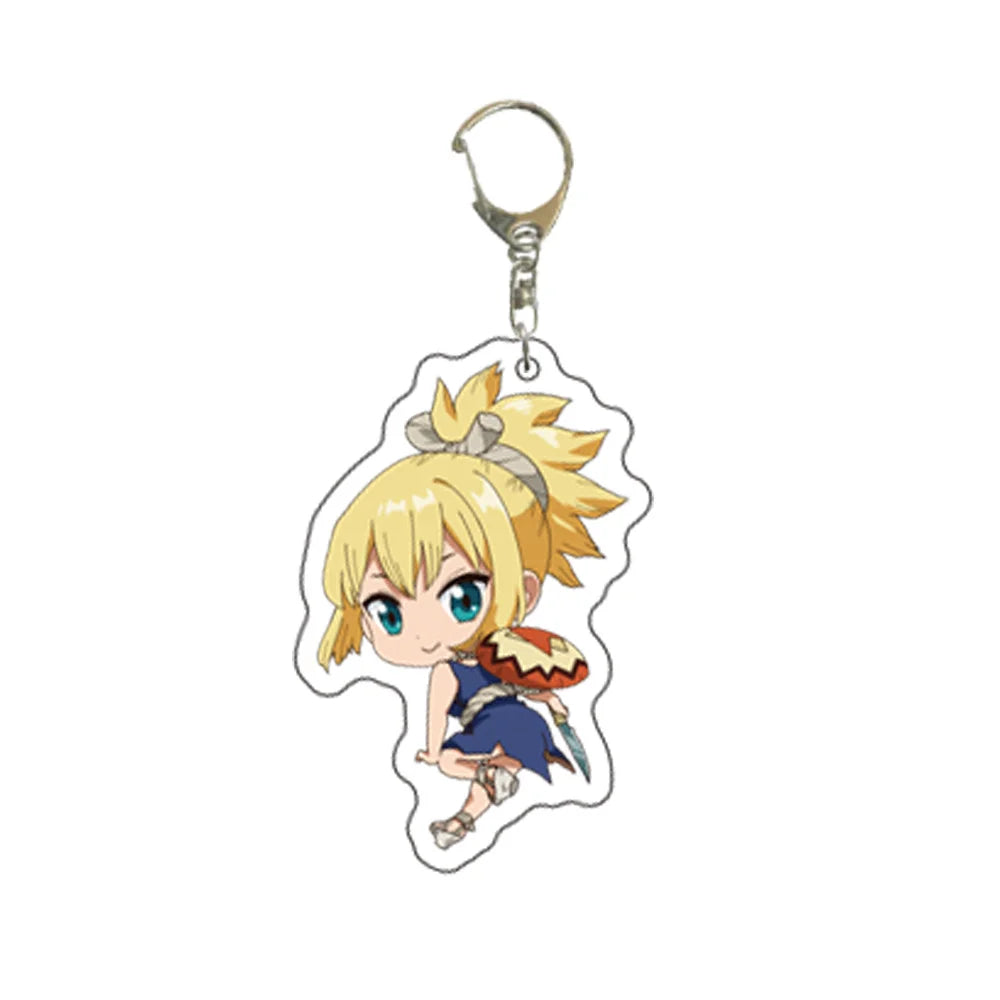 6CM Anime Dr.Stone Acrylic Keychain Model Cosplay Charm Characters Ornament Accessories Goods Collection Gifts