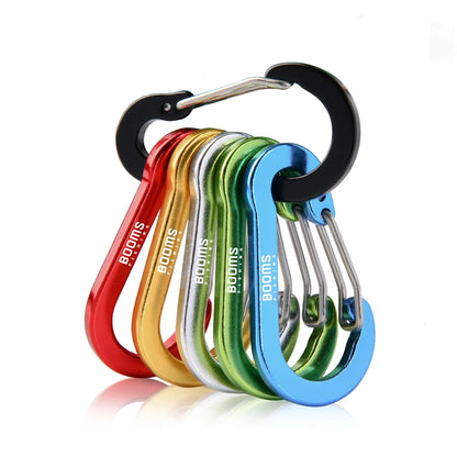 Booms Fishing CC1 6Pcs Aluminum Alloy Carabiner Keychain Outdoor Camping Climbing Snap Clip Lock Buckle Hook Fishing Accessories