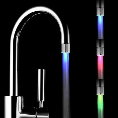 1pc Bathroom LED 3-Color Light-up  Faucet Kitchen Glow Water Saving Faucet Aerator Nozzle Shower