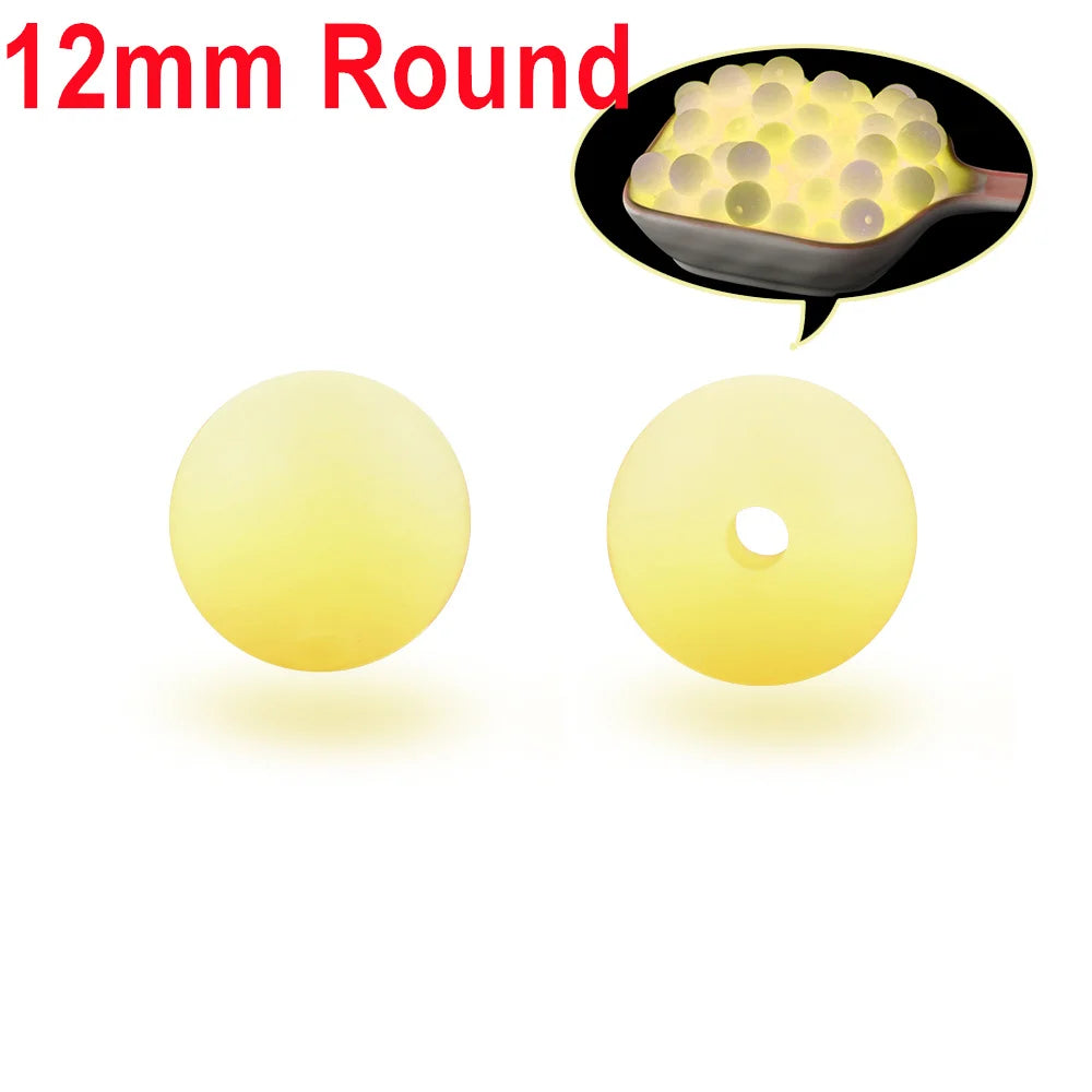 50Pcs Glow In The Dark Silicone Beads Round 12/15MM Luminous Silicone Lentil Bead For Jewelry Making DIY Bracelet Necklace