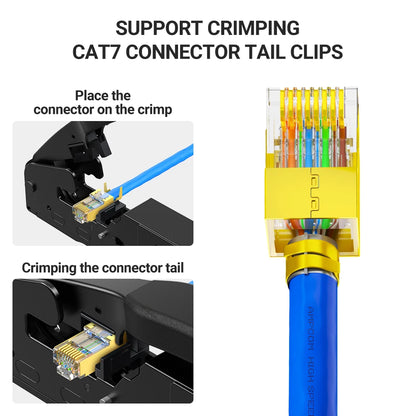 AMPCOM rj45 Crimper CAT7 Crimping Tool for Pass Through RJ11 RJ 45 Connector CAT6 CAT5E Modular Plugs With Wire Stripper Cutter