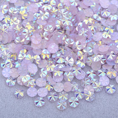 JUNAO 500pcs 5mm Purple AB Resin Flower Rhinestone Flatback Crystal Appliques Round Nail Stone Non Hotifix Strass Stickers