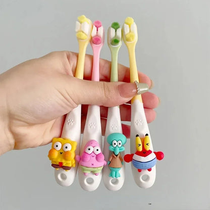 SpongeBob Kids Toothbrush Cartoon Ultra-fine Soft Deep Cleaning Baby Oral Health Travel Cute Portable Children Toothbrush 3-12Y